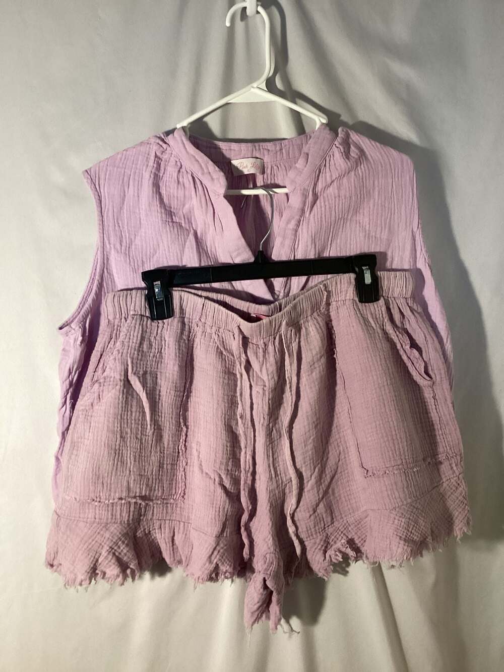 Pink Lily Double Cloth Lilac Purple Tank Top and Shorts 2-Piece Outfit Set XL